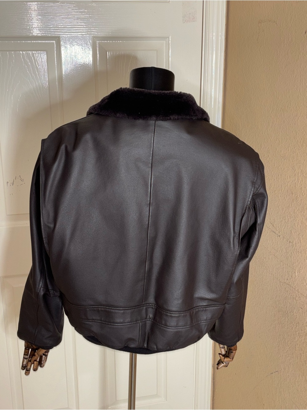 VTG Navy Airborne Leathers Lined Leather Pilots Flight Bomber Jacket L - Picture 3 of 11